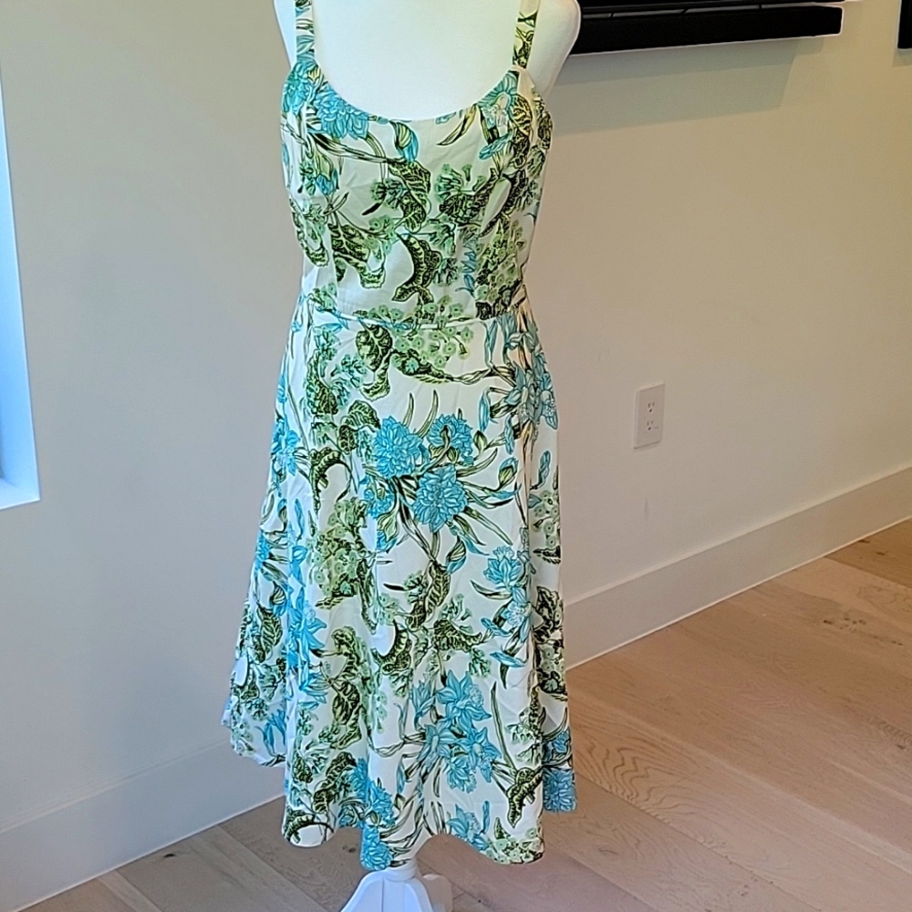 Floral Printed Linen Ann Taylor Loft Dress